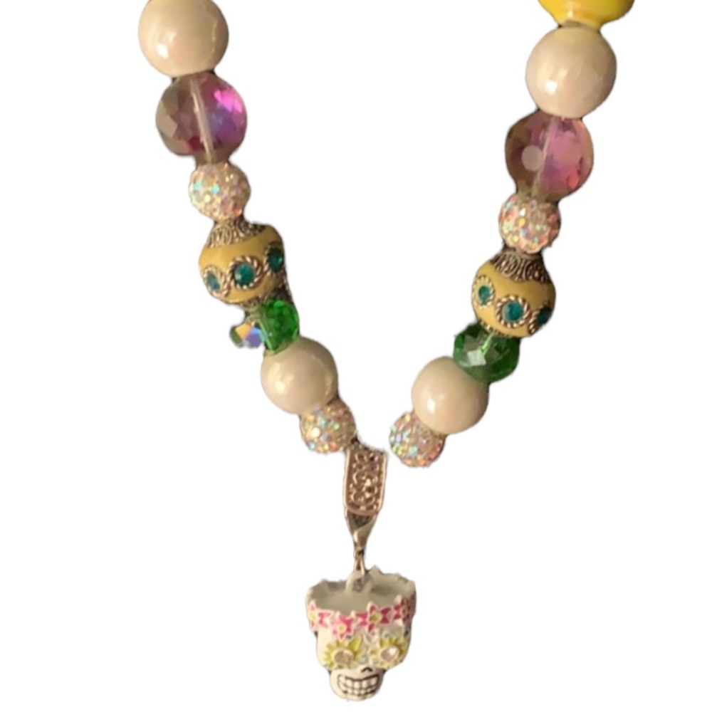 Handcrafted Sugar Skull pendant necklace